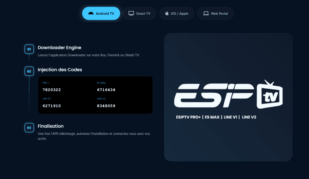 Installation application Esiptv Pro